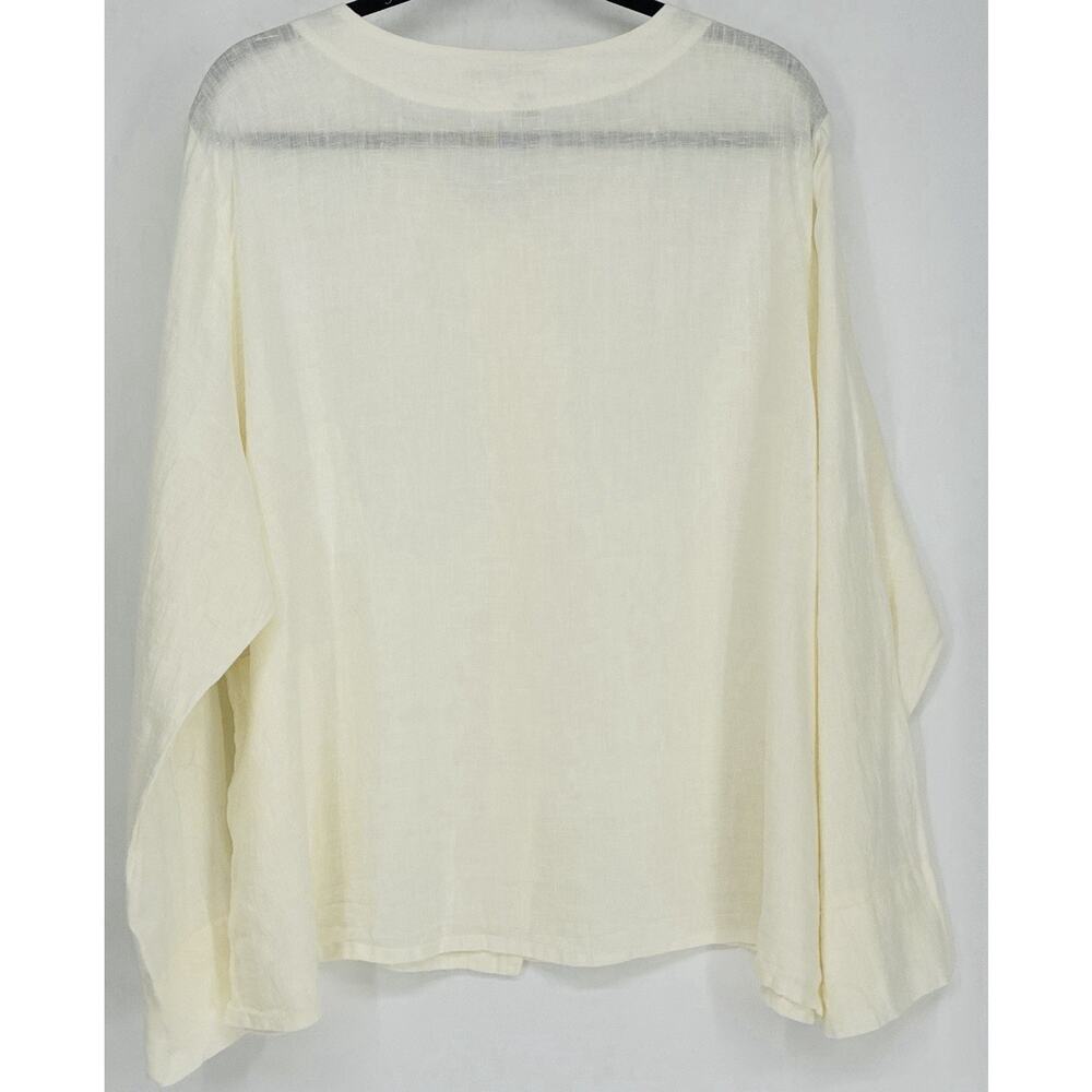 FLAX Linen Jacket Top Large Ivory Mother of Pearl Buttons LagenLook Lithuania - Picture 4 of 11